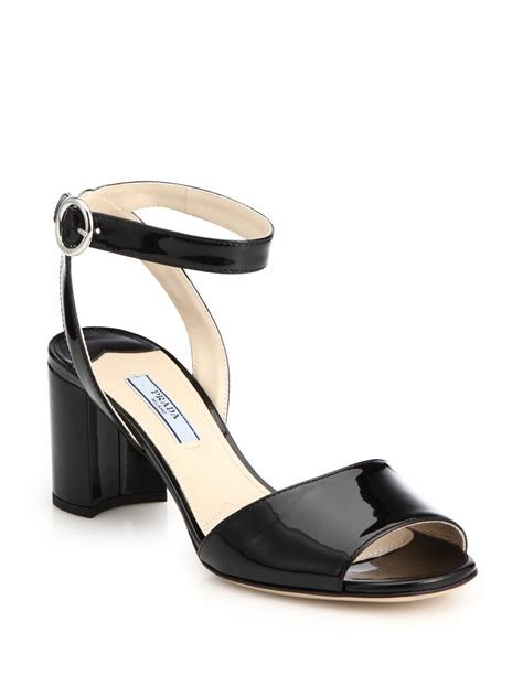 prada patent platform sandals|Prada block heel sandals.